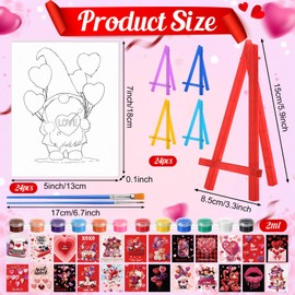 Blosssound 24 Set Easter Pre Drawn Canvas Pre Printed Canvas Painting with Easel Kits 5 x 7'' Stenciled Painting Panels Outline Board for Adult Student Beginner Party Favors DIY