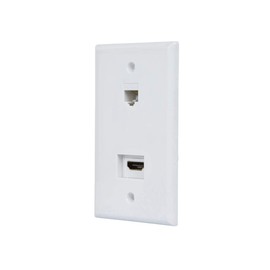 Monoprice Recessed HDMI Wall Plate, with 1 HDMI F/F Adapter & 1RJ45 Cat5e Coupler, White