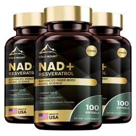 COLD MOUNT NAD+ Resveratrol - Anti-Aging & Energy Support with Liposomal Formula | 100 Softgels-MADE IN USA - Specification: Full Effect- Three-Bottle Course