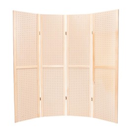 SSWBasics 5 Foot 4-Panel Folding Pegboard Stand for Crafting - Versatile Pegboard Display and Room Divider - Paint-Ready Surface for Customization - Perfect for Trade Shows, Flea Markets, and Home