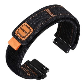 ANNEFIT Watch Strap 20mm, Denim Fabric Quick Release Watch Band for Men Women (Black)