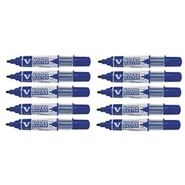 Pilot Vboard Master Dry-Wipe Whiteboard Markers – Bullet Tip – Pack of 10 blue