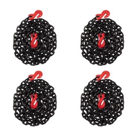 (4 Pack) 5/16"×10' G80 Transport Binder Chain w/Clevis Grab Hooks for Towing - 16000 lbs Breaking Strength Heavy Duty Safety Tow Chain for Lifting - Tie Down Binding Equipment