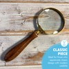 Thorness Elegant Regency Style Wooden Handle Magnifying Glass for Reading,