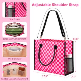 ZUBOND Beach Bags for Women Large Tote Bag 2 Makeup Bags, Waterproof Beach Bag for Womens Trendy Handbags Work Bag