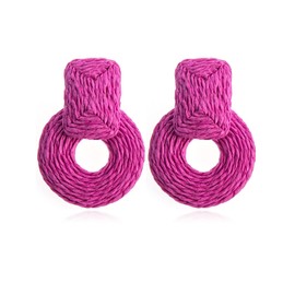Stocking Stuffers Holiday Outfits for Women 2024 Raffia Earrings for Women Cute Raffia Statement Earrings Boho Hoop Rattan Earrings Summer Beach Jewelry