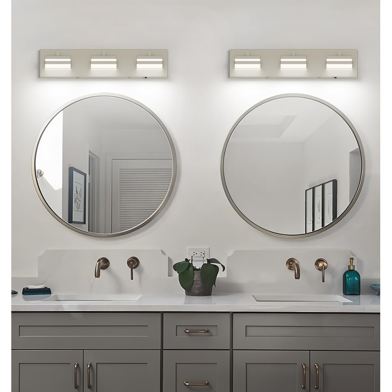 Joossnwell Brushed Nickel Vanity Lights for Bathroom Light Fixtures (3-Light,