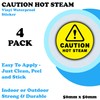 4 Pack - Caution Hot Steam Stickers - Waterproof Vinyl