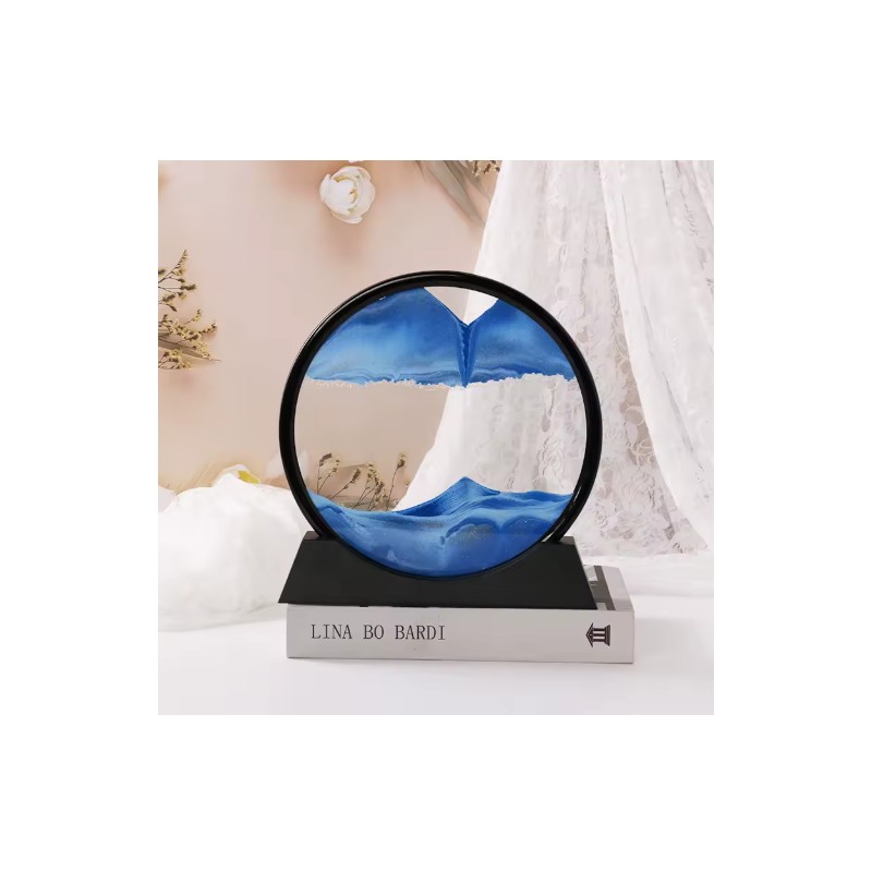 Flowing Sand Art Decor for Desks – Rotating Hourglass Landscape
