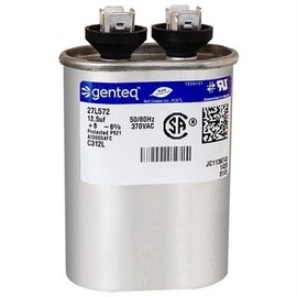 Genteq • 12 uF MFD x 370 VAC GE Industrial Replacement Capacitor Oval # C312L / 27L572