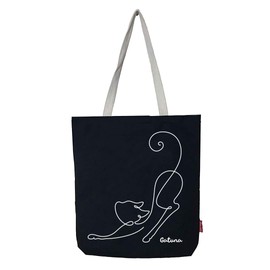 Hello-Bags Women's Bn-003-cat Tote Bag with Zipper, Lining and Inner Pocket. Outer: 100% Cotton. Includes Kraft Gift Envelope. Colour: Ecru Dimensions: 37 x 38 cm, Black/White, 3738 cm