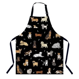 BGBDEIA Cartoon Doodle Puppy Dog Apron Adjustable Neck Bib Apron for Men Women,Suitable for Kitchen Cooking Waitress Chef Apron