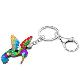 BAMAY Creative Hummingbird Keychain Acrylic Flying Bird Accessories Car Key Chain Rings Fun Gifts for Women Girls Charms (Multi)