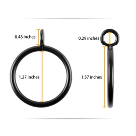 30 Pcs of 1.25 Inch Black Drapery Curtain Ring, Eau Small Curtain Rod Rings with Eyelet for Curtain Panels