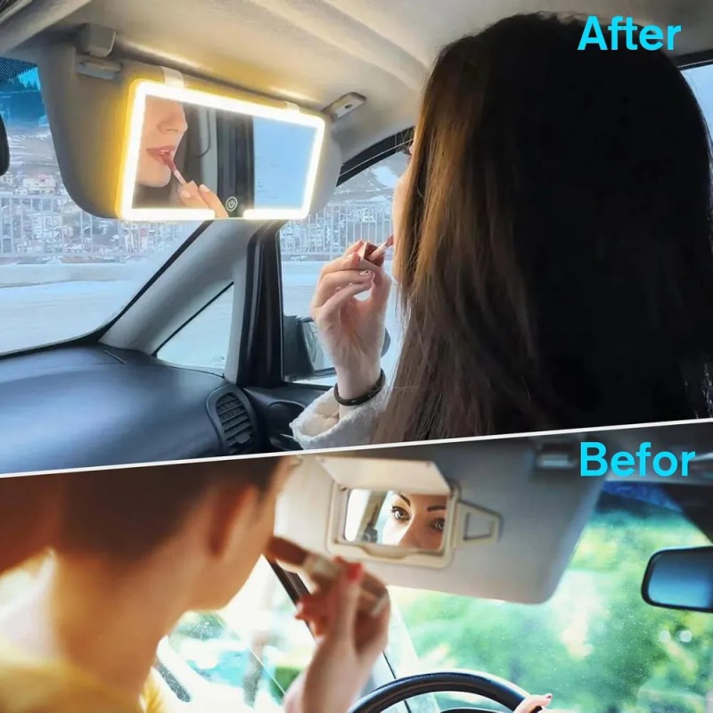 Espejo De Maquillaje De Visera De Coche Con 3 Modos