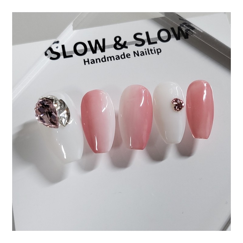 [Sl&Sl Nail Tip] Pink Beam Gradient Nail – Square /