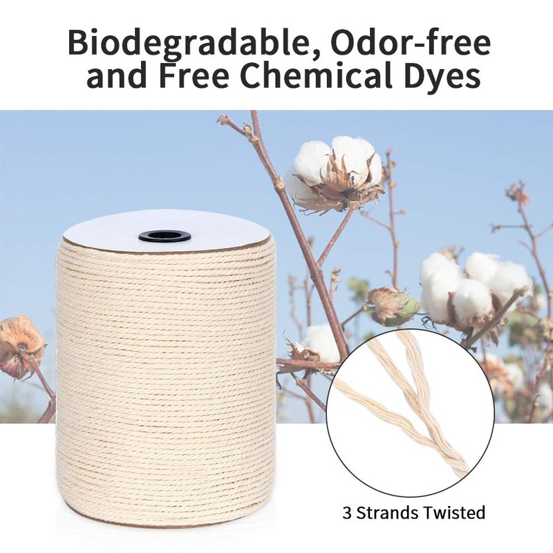 Macrame Cord 4mm x 328Yards(984Feet),Natural Cotton Macrame Rope - 3