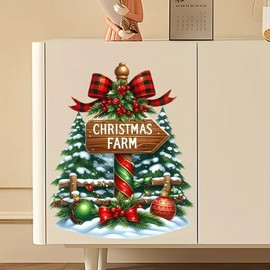 Christmas Farm Toilet Cover Sticker Decals,Fish Bird Flower Leaf Waterproof Toilet Lid Tank Seat Decals Cistern Self-Adhesive Bathroom Wall Sticker