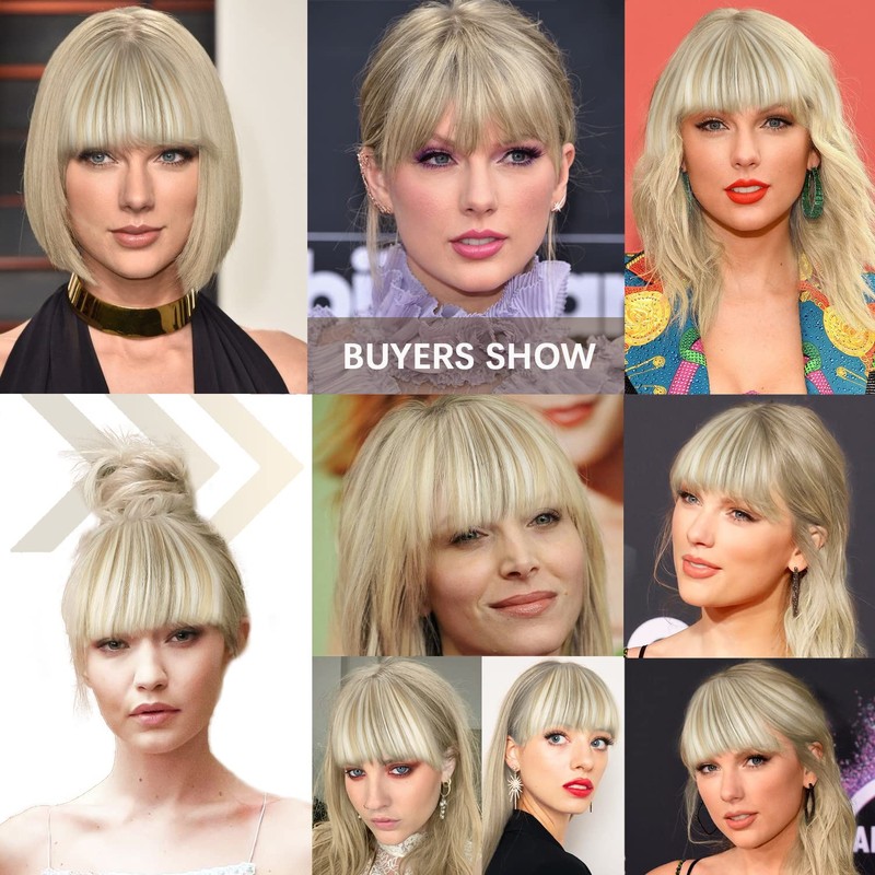 XRACEPHOL Blonde Bangs Clip in Thick Natural Full Front Neat