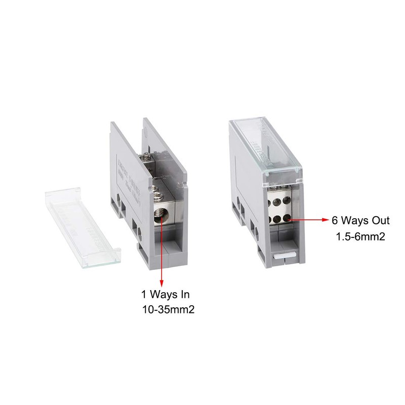 uxcell 1 in 6 Out DIN Rail Terminal Blocks 690V