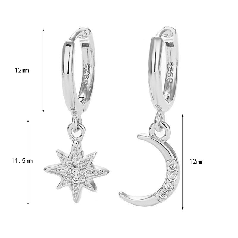 Earrings 925 Silver Hanging, Stella Earrings Hanging Silver Women's Hoop