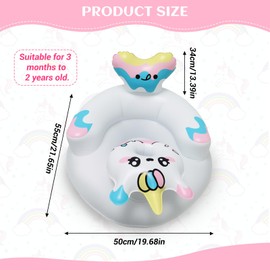 SilverChry Portable Inflatable Baby Sofa, Inflatable Baby Seat for Toddlers from 3-36 Months, Baby Seat with Back and Neck Support, Inflatable Baby Chair for Travel, Feeding, Learning to Sit (Unicorn)