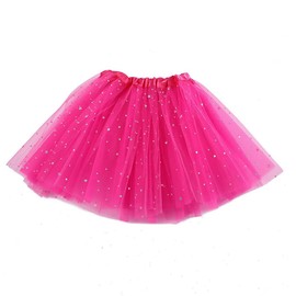 Tomedeks Sparkle Tutu Skirt,3 Layered Tulle Sequin Star Skirts,Pink Tutu Skirt,Tutu Skirts for Girls for Girls Toddler 2-8,Layered Tulle Dance Skirts for Kids Girls Dance Birthday Princess Party