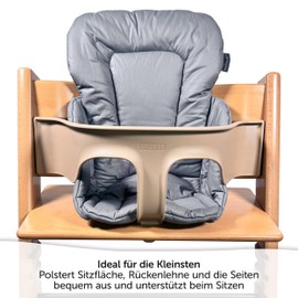 LaLoona Seat Reducer for Stokke Tripp Trapp High Chair, Baby Seat Cushion, Coated and Washable, Oeko-Tex Standard 100 Tested and Machine Washable, Grey