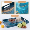 MAONAME Rectangle Decorative Tray, Plastic Serving Tray with Handles, Tempered