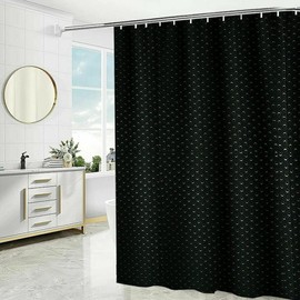 Householdfurnishing Super Quality Waterproof Polyester bathroom Shower Curtains with hook (Black, 180X180cm)