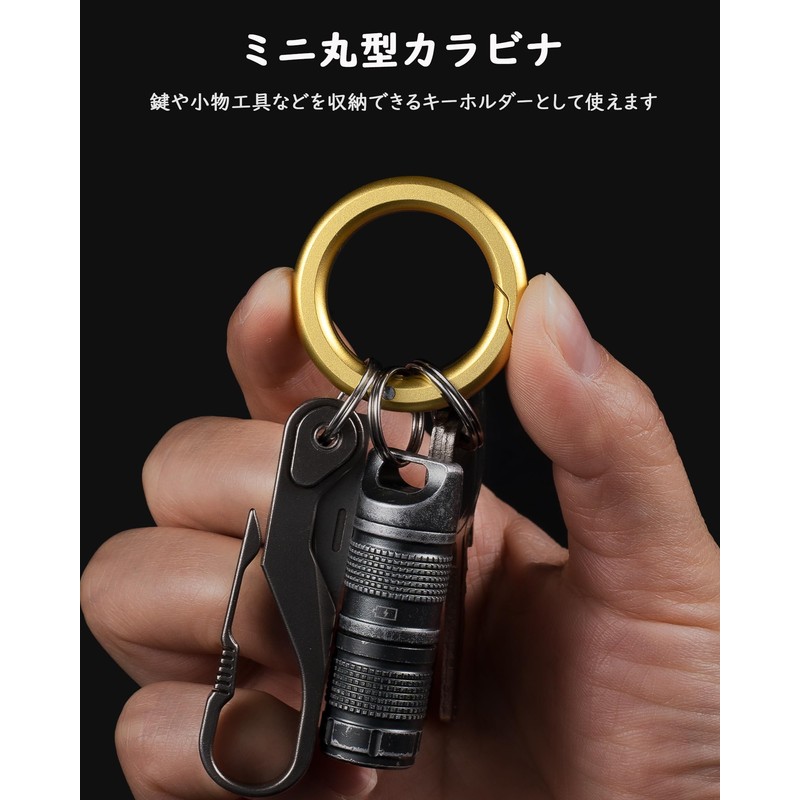TIMULTI Round Shape Carabiner Key Holder, Stylish, Titanium, Lightweight, Small,