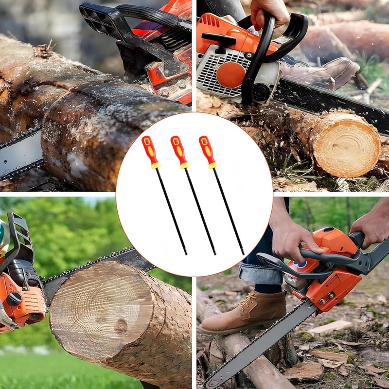 3 Pieces Chainsaw Chain Sharpening File,Professional Round Chainsaw Sharpener for