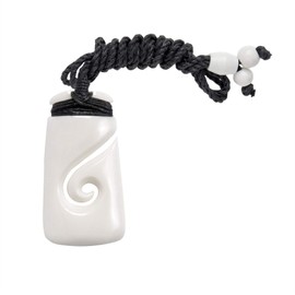81stgeneration Women's Men's Hand Carved Bone Maori Toki Koru HEI Matau Pendant Necklace
