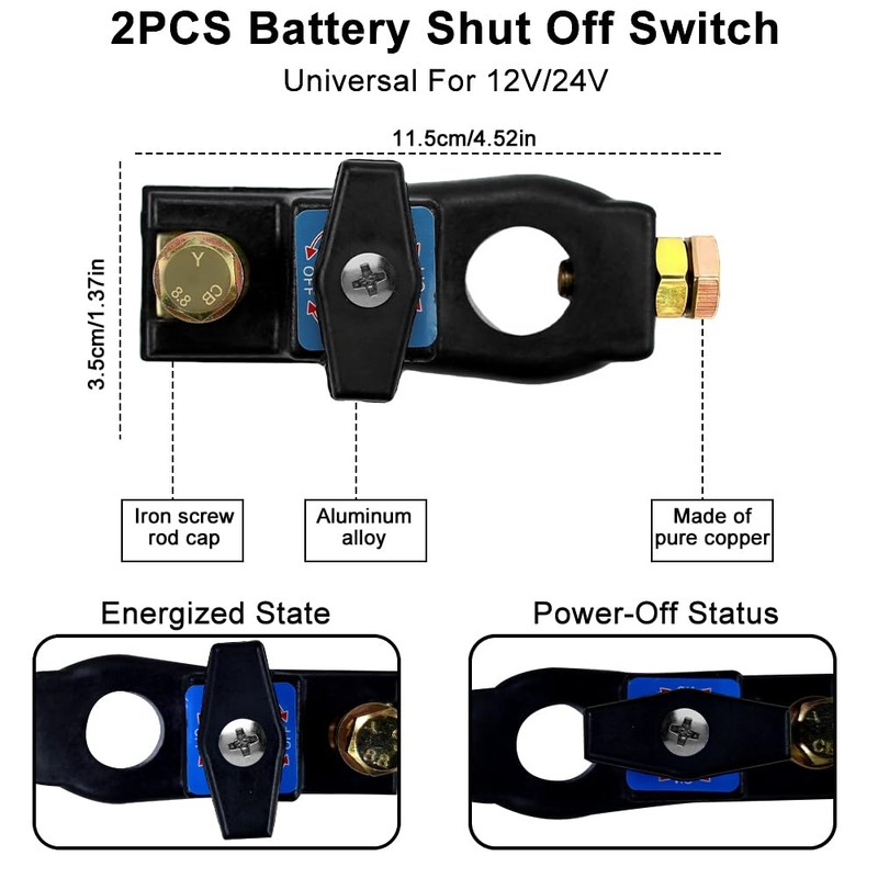 Battery Disconnect Switch, zxbaers Heavy Duty Battery Cut Off Switch