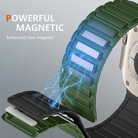 Lamshaw Compatible for Shock Clock 3 Bands, Magnetic Silicone Sport Strong Magnet Strap Watchband Compatible for Pavlok Shock Clock 3 (Green)