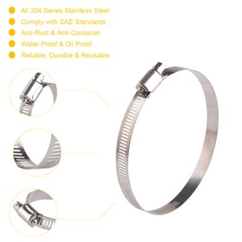 Winlong 3 Inch Stainless Steel Hose Clamps, 8PK SAE 64 4'' Worm Gear Drive Hose Clamps 2 1/2’’-4 1/2’’(64-114mm) for Automotive Plumbing, 2 3/4'', 3'', 3 1/2’’, 3 3/4'' Clamps