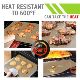 KitchenRaku Oven Liner Pack of 3, 40X60cm Oven Liners for Bottom of Fan Assisted Ovens, Non-Stick and Heavy-Duty Teflon Oven Mats - Suitable for Most Ovens and Cookers (Copper)