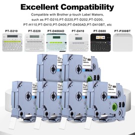 12mm 0.47 Laminated Label Tape Relpace for TZ 231 Brother Label Maker Tape, Brother P-Touch Label Tape Black on White Label Tape Compatible with PT-D210 PT-H110 PT-D220 PT-D400, 4 Pack