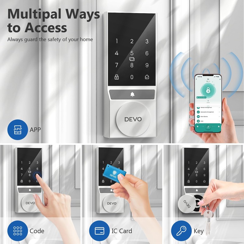 Devo G4 Smart Lock,Keyless Entry Door Lock,Bluetooth Smart Deadbolt, App