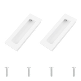 MOROBOR 2 Pack Recessed Finger Flush Pulls, Warm White Rectangular Aluminium Sliding Closet Door Handles for Sliding Door, Cupboard, Drawer, Cabinet