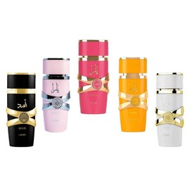 Asad for Men,Yara for Women,Yara Tous,Fakhar for Women,Yara Candy for Women,Yara Moi ,Asad Zanzibar for Men,Eau de Toilette Spray for Women and Men,Eau de Toilette Gift Set,3.4 Ounce/100 ml each. Eau de Toilette Nozzle Bottle:_pink