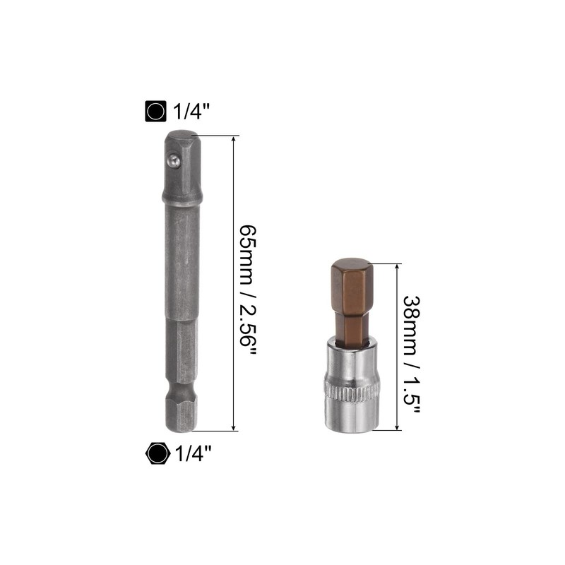 uxcell H8 Hexagon Bit Socket, 1/4" Square Drive CR-V Sockets,