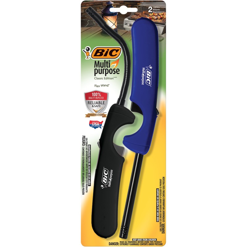 BIC Multi-Purpose Classic Edition Lighter & Flex Wand Lighter, 2-Pack