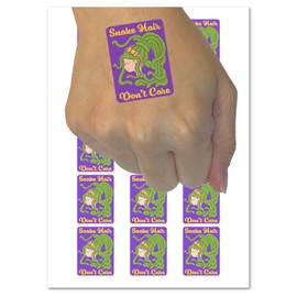 Medusa Snake Hair Don't Care Temporary Tattoo Water Resistant Fake Body Art Set Collection - 15 2" Tattoos (1 Sheet)