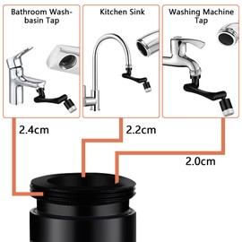 Faucet Extender, 1440° Large-Angle Rotating Robotic Arm Water Nozzle Faucet Adaptor, Universal Splash Filter Faucet with Dual-Water Outlet Modes, Kitchen Sink Aerator Sprayer Head 360°, Black