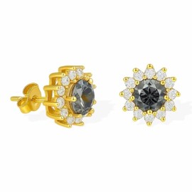 Aretes Flor de Moissanita para Mujer | Plata .925 Bañados en Oro Amarillo 18K | Elixir del Lujo | Certificado GRA | Joyería Fina y Exclusiva de Alta c