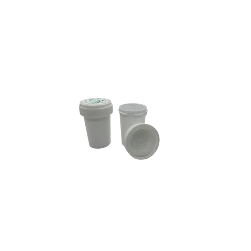 White Plastic Vials with Child-Resistant Caps, 20 Dram - 3