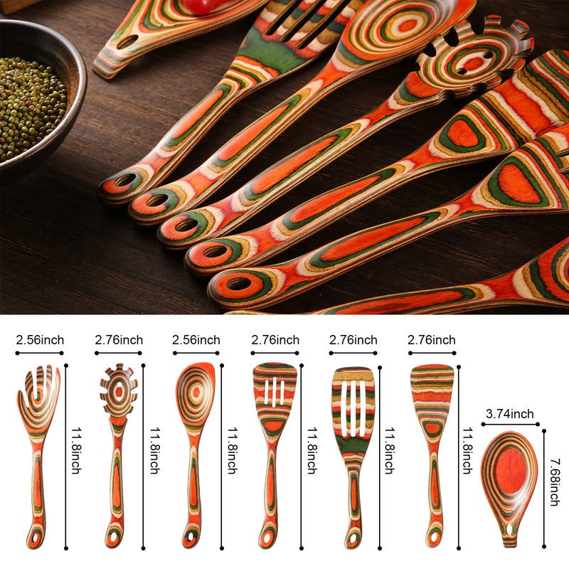 Kitchen Utensils Set for Cooking, NAYAHOSE 7 Pcs Pakkawood Wooden