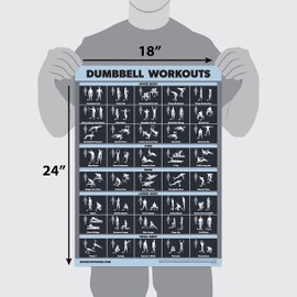 20 Pack - Exercise Poster Set: Dumbbell, Suspension, Battle Rope, Stretching, Bodyweight, Barbell, Yoga, Exercise Ball, Muscular, Kettlebell, Resistance Bands and More [Dark] (LAMINATED, 18” x 24”)