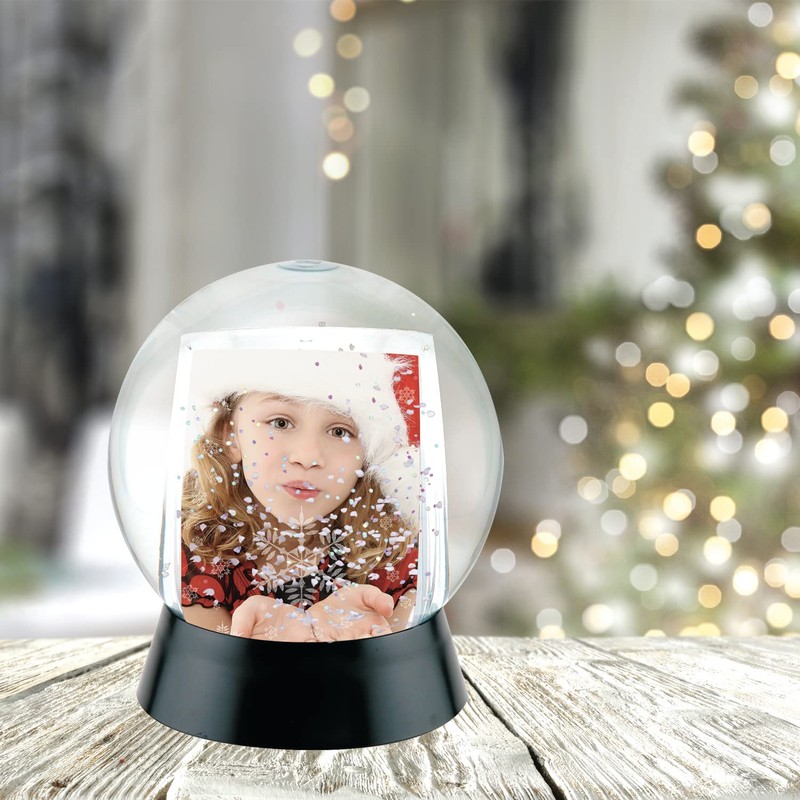 Neil Enterprises Inc. Sphere 2-Photo Snow Globe with Black Base